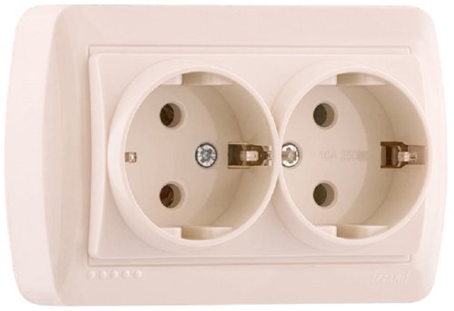 Розетка с заземлением накладная Lezard Demet 2-м. кремовый картинка